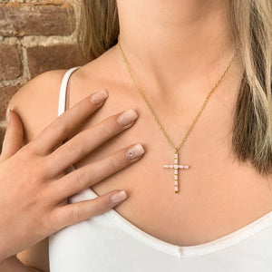 Cross Pendant (Blush) - Gold